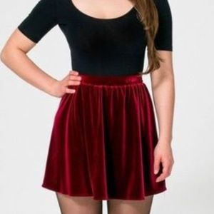 Red Velvet Circle Skirt - American Apparel M/L